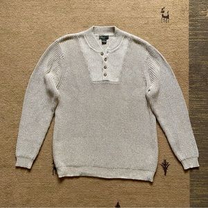 NWT* Eddie Bauer 🌾 Oatmeal Henley Fisherman Sweater Size XL